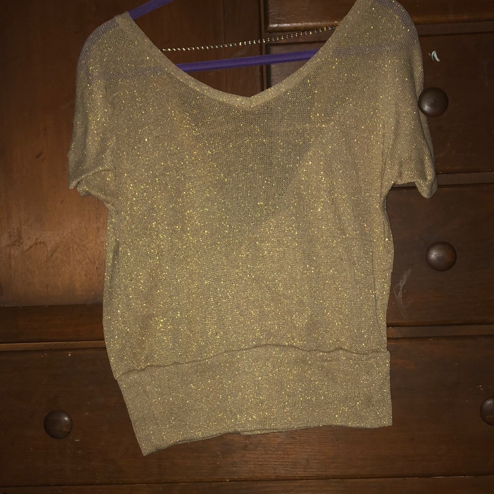 Gold shimmer chained backless top